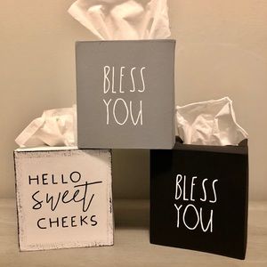 Bundle Of Three Hand Painted Tissue Box Covers